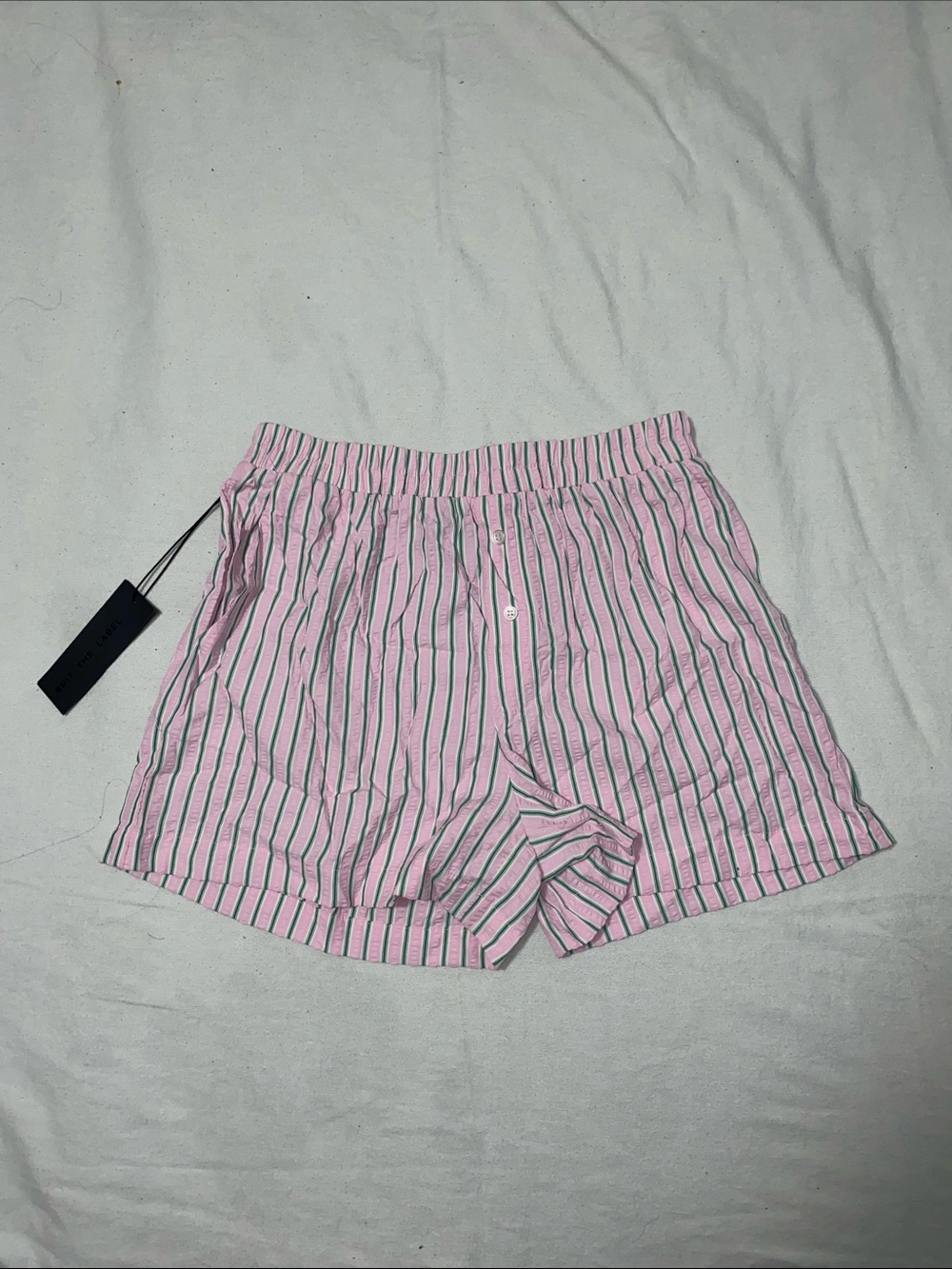 Striped Pink Elastic-Waist Bermuda Shorts